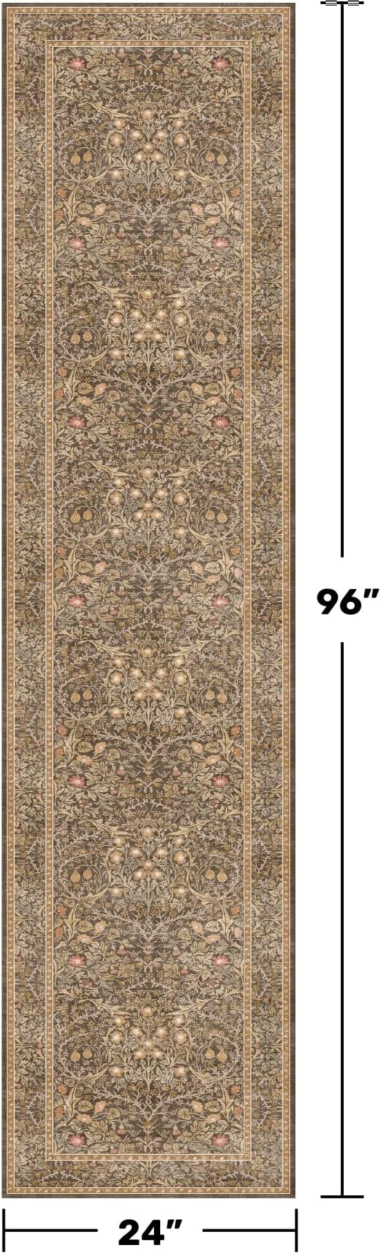 Non Slip 2x8 Gold Brown Long Runner Rug, Washable Runner Rug