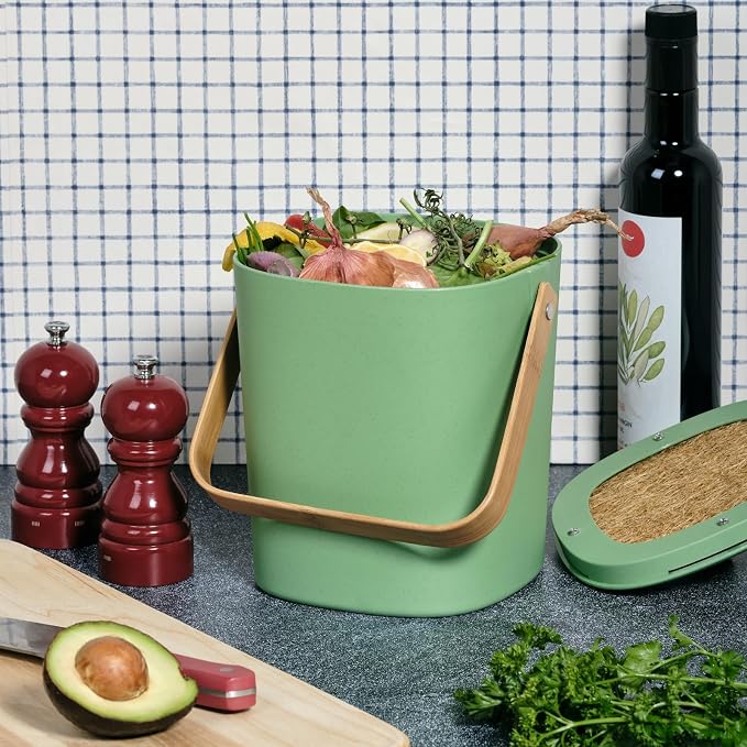 Bamboozle Countertop Compost Bin Kitchen | 1 Gallon | Odorless Composting Bin
