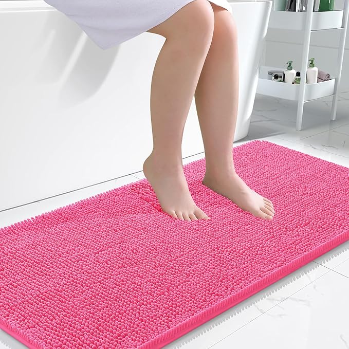 OLANLY Large Bathroom Rugs 45x27, Extra Soft Absorbent Chenille Bath Rugs