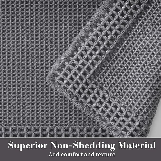 RESARE Waffle Bathroom Runner Rugs, Super Absorbent Bath Mat Non Slip Washable