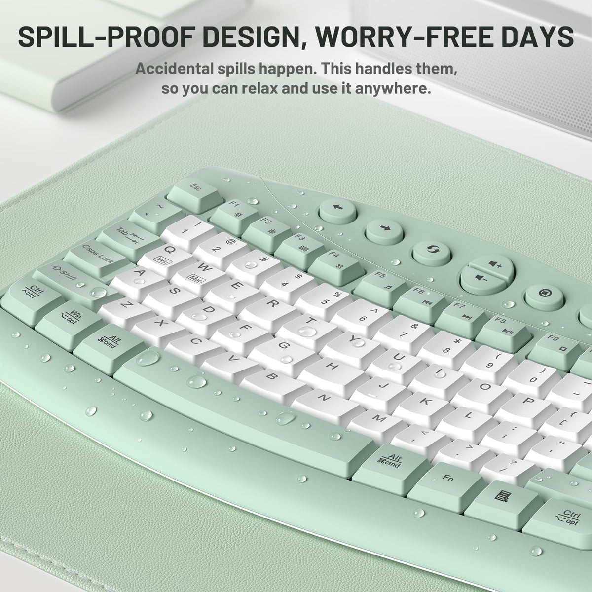 Wireless Keyboard and Mouse Combo Silent Ergonomic Curved Design for Office