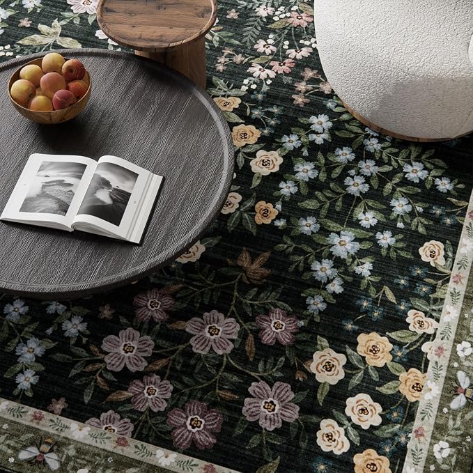8x10 Area Rugs for Living Room: Washable Rug for Bedroom Vintage Stain