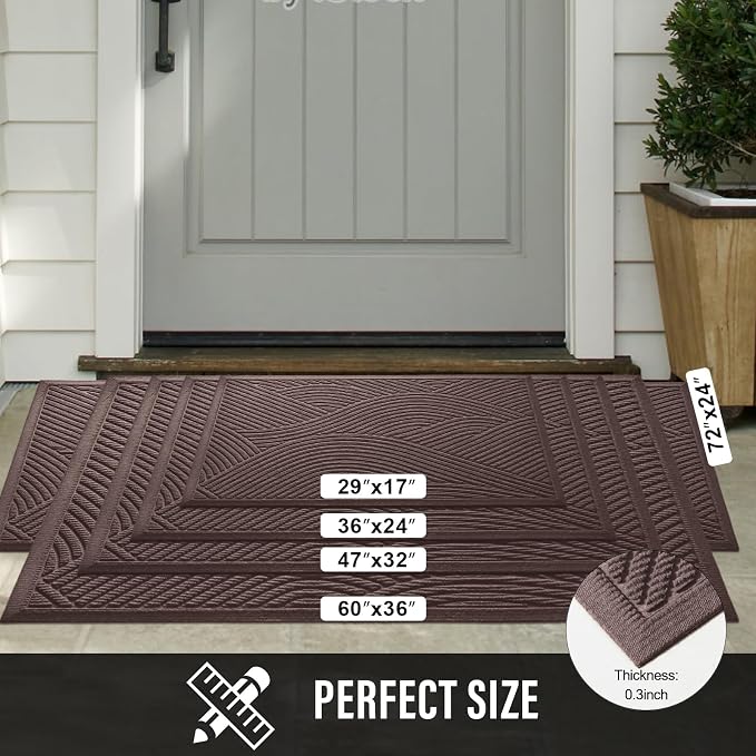 HIYARD Sturdy Front Door Mat, Absorbent Muddy Dirt Resist Welcome Door Mats
