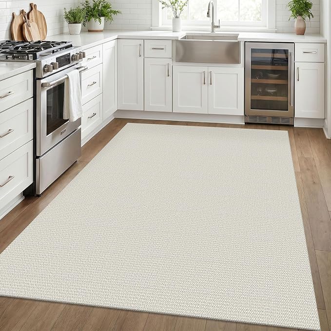 EARTHALL Washable Area Rugs 5x7 Ft Non Slip Living Room Rugs Cotton Rubber