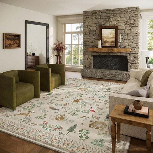 9x12 Area Rugs for Living Room: Washable Bedroom Rug Vintage Stain Resistant