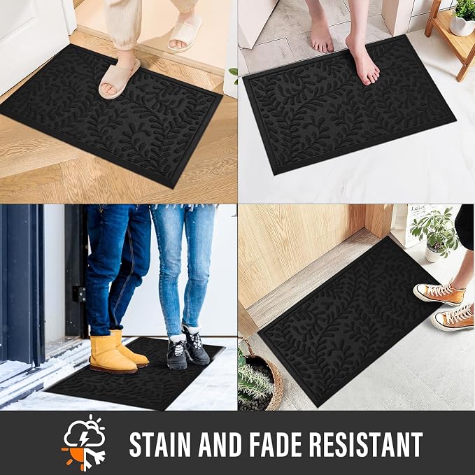 HIYARD Front Door Mat, Absorbent Dirt Trapping Welcome Door Mat Indoor Outdoor