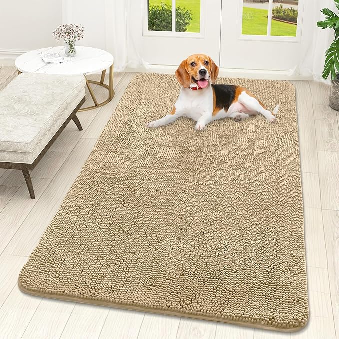 OLANLY Dog Door Mat for Muddy Paws 59x32, Absorbs Moisture and Dirt, Absorbent