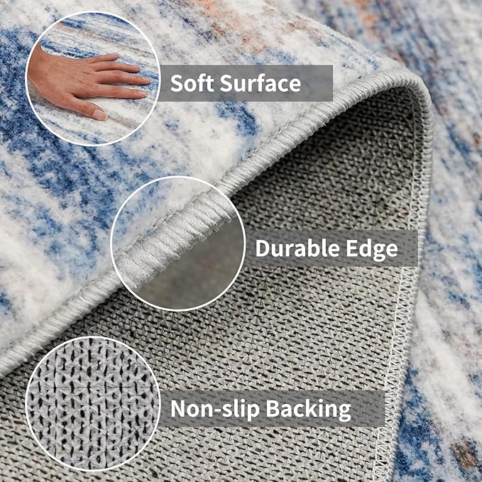 4x7 Rugs for Small Living Room: Non-Slip Washable Area Rug for Hallway Entryway