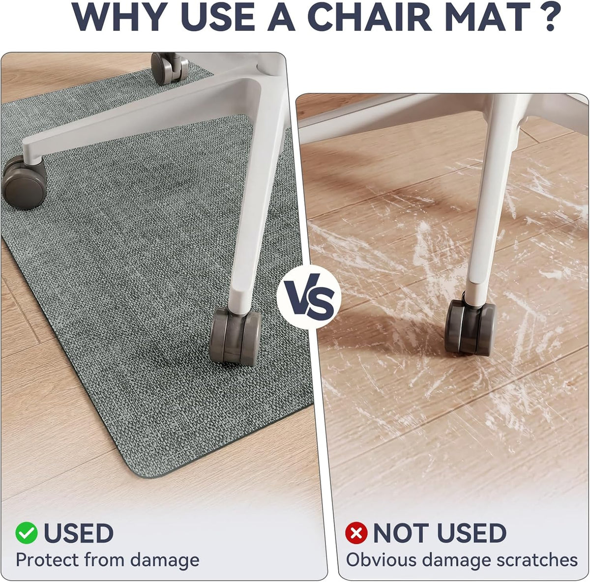 YDKGL Office Chair Mat for Hardwood Floor Non Slip Protector Grey 35"x53"