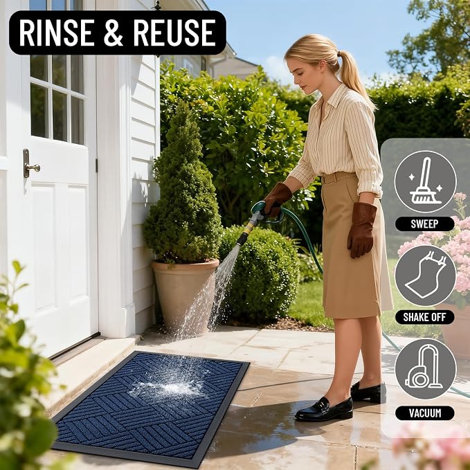 OLANLY Front Door Mat Outside Entrance 29.5x17, Heavy Duty Sturdy Natural