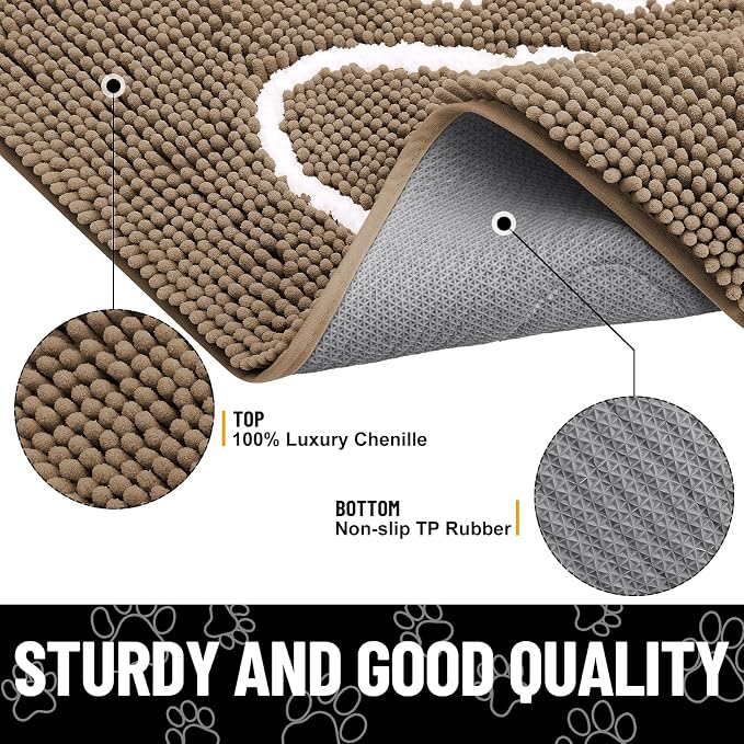 Smiry Dog Door Mat for Muddy Paws, Absorbent Dirt Trapper Non Slip Quick Dry