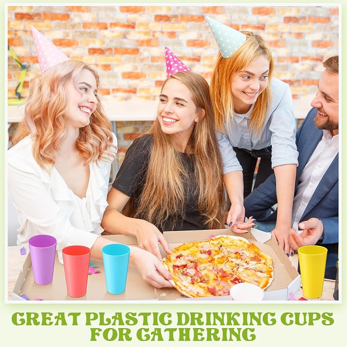 Patelai 100 Pcs Reusable Plastic Cups Drinking Cups Colorful Unbreakable Juice
