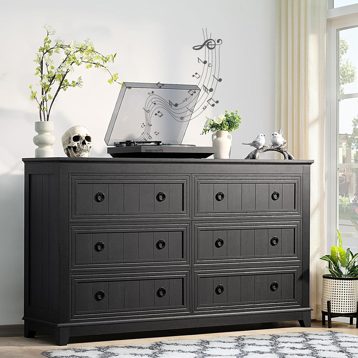Joaxswe 54'' Dresser for Bedroom, Farmhouse 6 Drawers Dressers