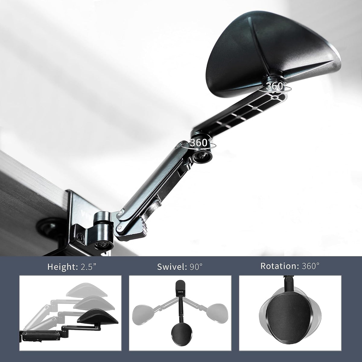 VIVO Clamp-on Adjustable Arm Rest, 360° Rotation