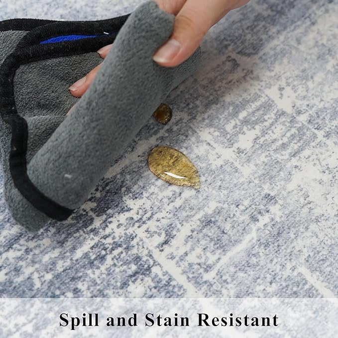 Washable 3x4 Kitchen Area Rugs: Abstract Stain-Resistant Sink Rug Non-Slip