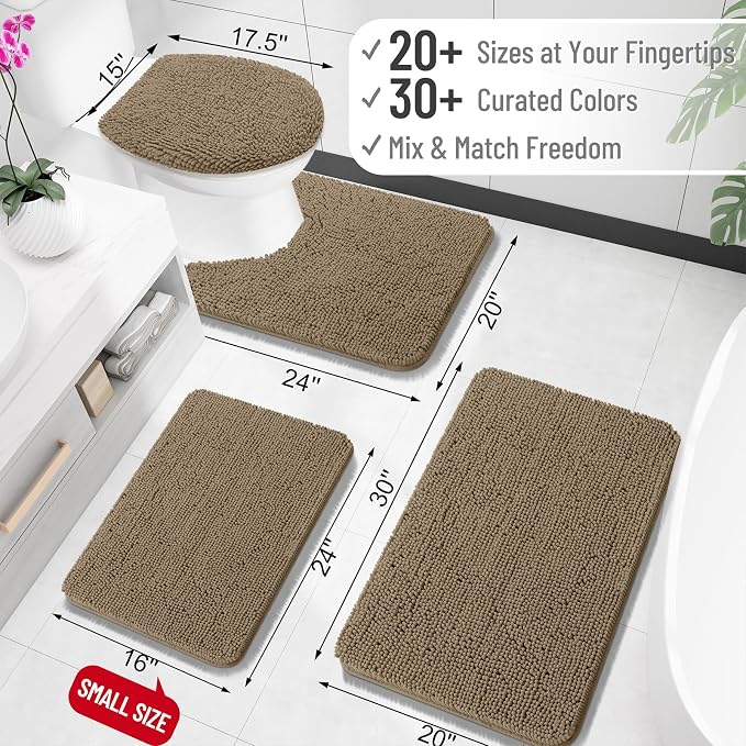 OLANLY Bathroom Rugs 35x24, Extra Soft Absorbent Chenille Bath Rugs, Rubber