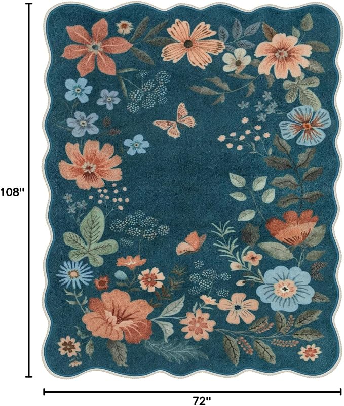 Lahome Floral Washable 6x9 Area Rugs, Soft Bedroom Rug