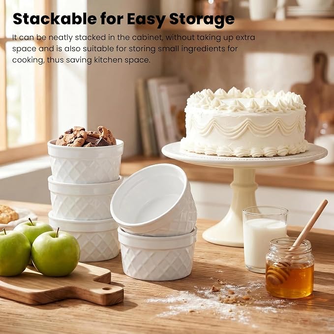 8 oz Ramekins, Suitable for Use in the Oven and Dishwasher | The stackable