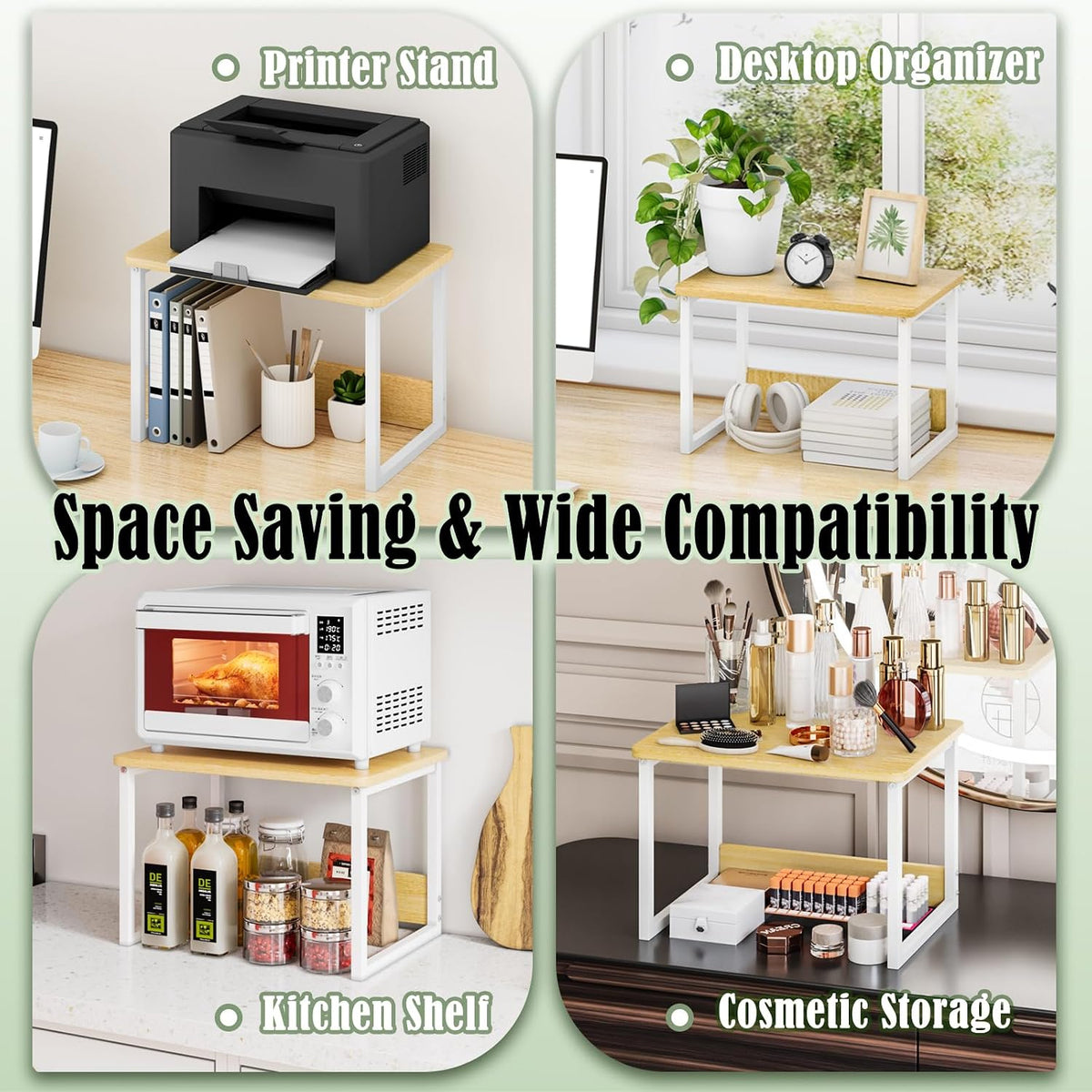 Printer Stand for Desk, 17.1"x12.4" Desktop Printer Stand Shelf Organzier