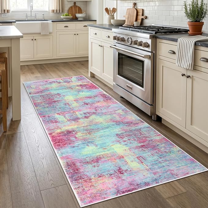 IOHOUZE Abstract Runner Rug 3x7 Ft Washable Runners