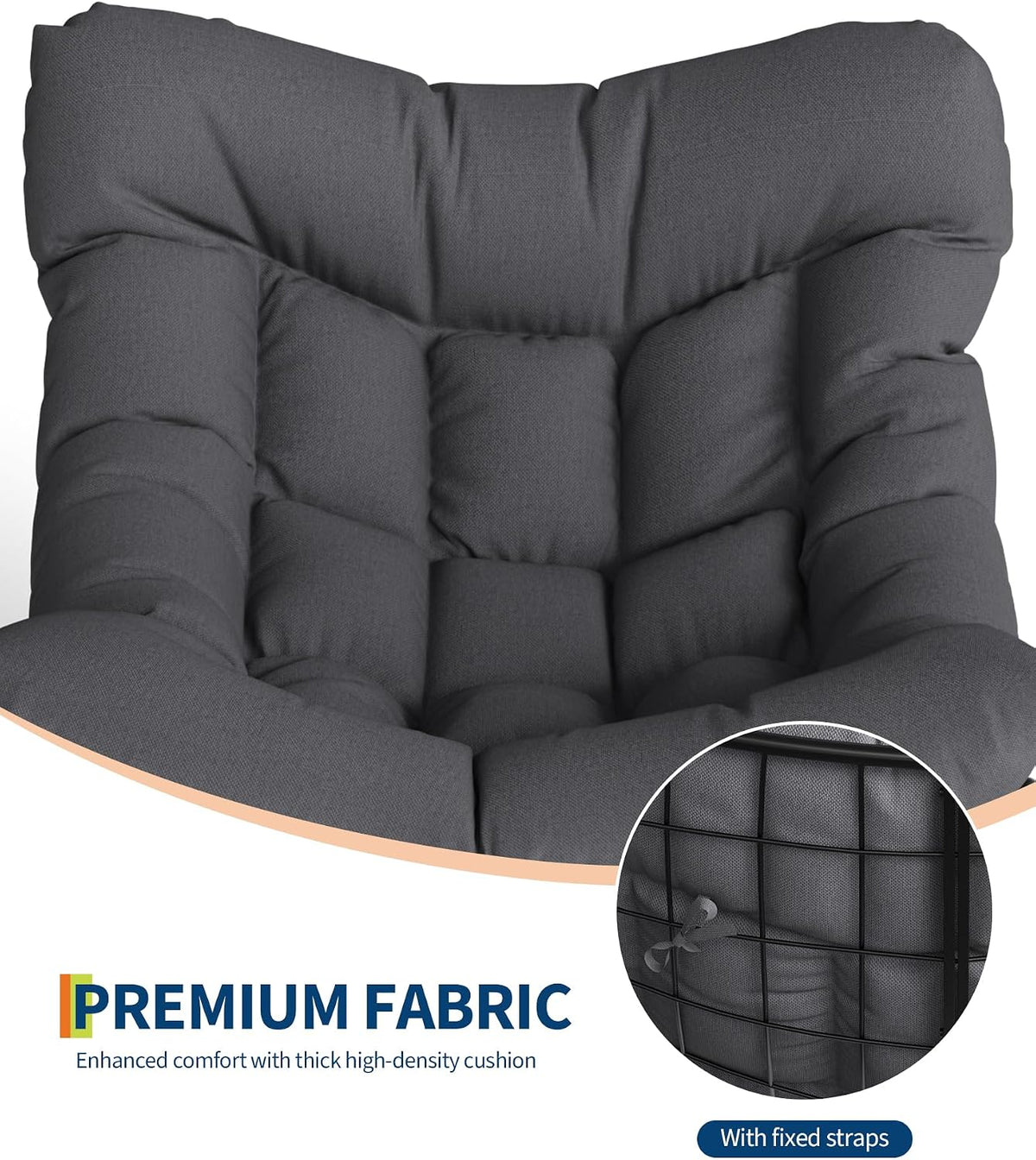 GarveeLife Outdoor Papasan Rocking Chair for Balcony Backyard Porch Bedroom