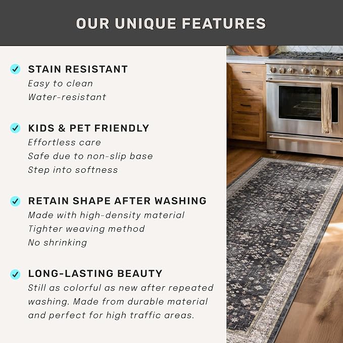 Boho Washable 4x6 Entryway Rug