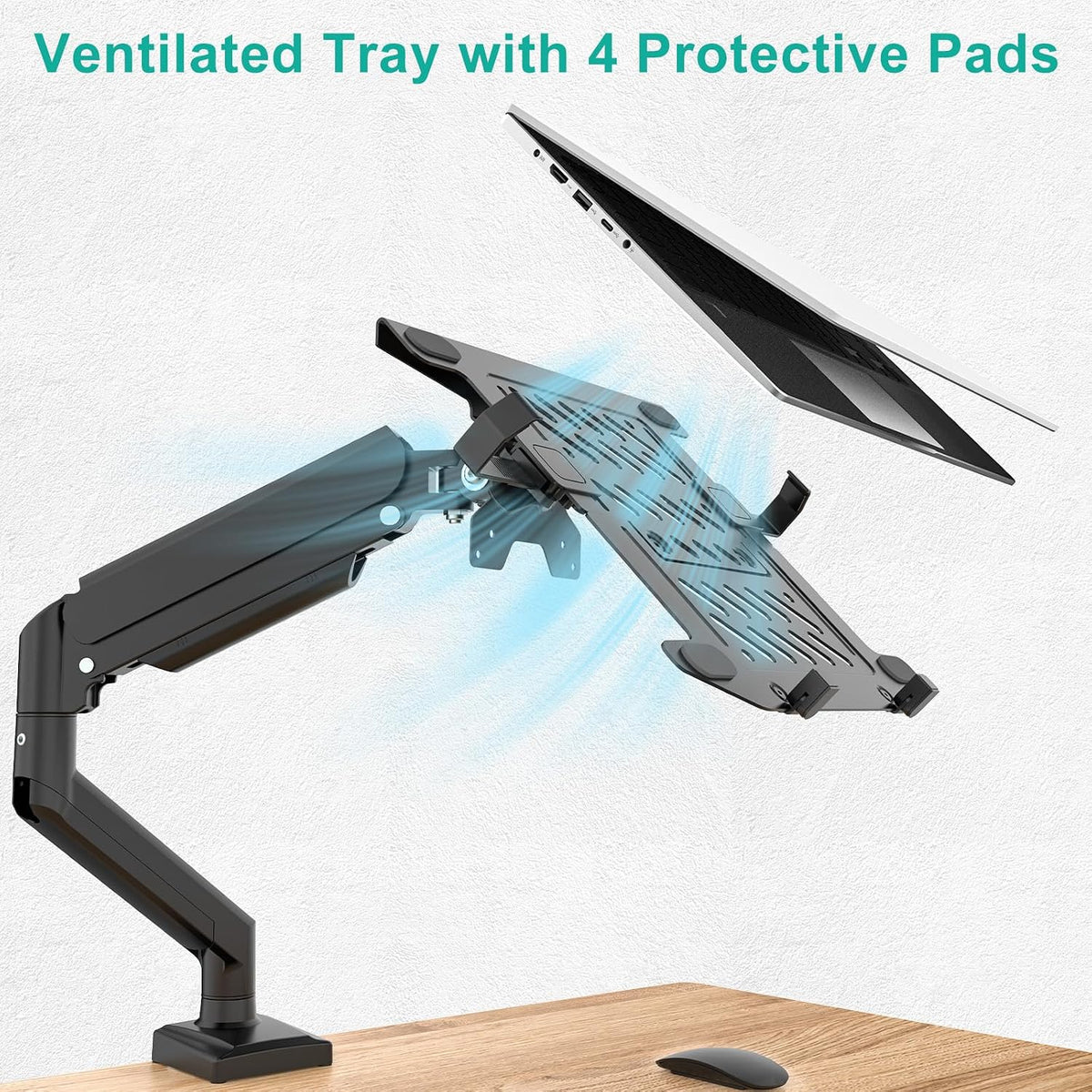 WALI Laptop Desk Mount for 17" Notebook and 34" Screens, Holds 22-26.4 lbs