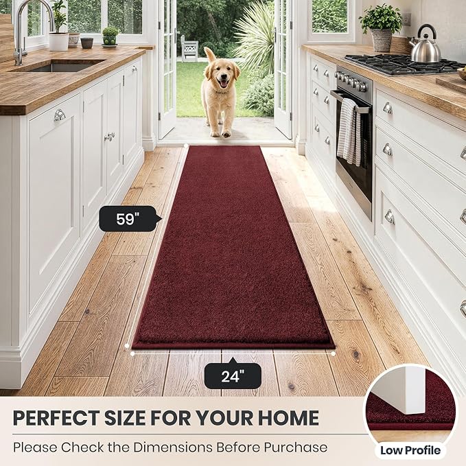 PURRUGS Dirt Trapping Door Mat 24" x 59", Non-Slip Machine Washable Entryway Rug