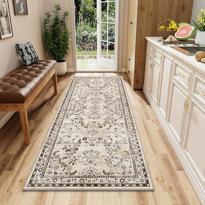 Yamaziot Washable Runner Rug 2x5 – Non Slip Boho Floral Hallway Runner Rug