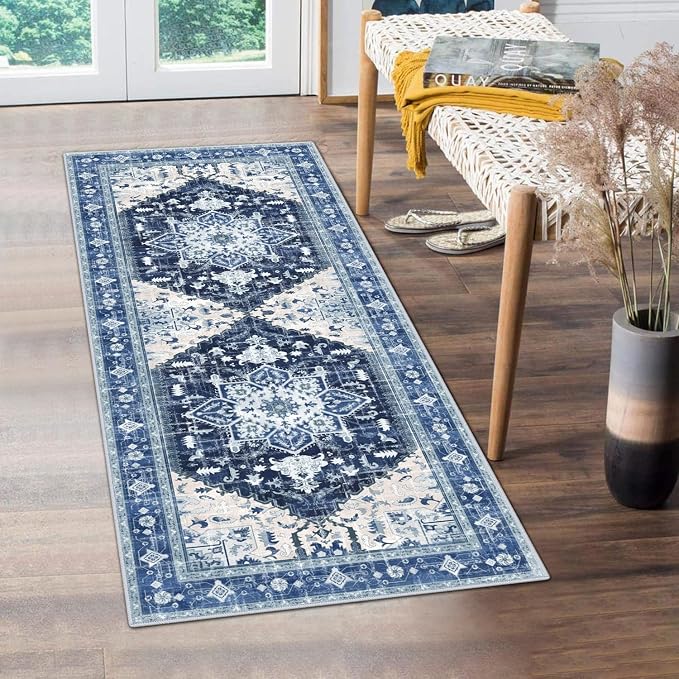 Yamaziot Washable Runner Rug, 2x5 Non-Slip Boho Vintage Hallway Rug Runner