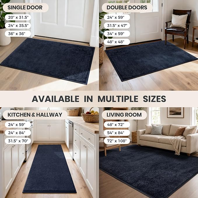 PURRUGS Dirt Trapping Door Mat 24" x 35.5", Non-Slip Machine Washable Entryway