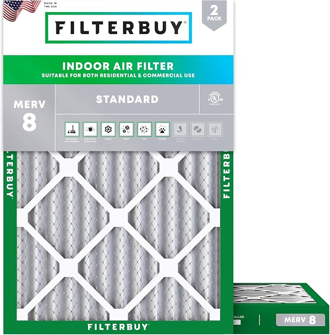 Filterbuy 10x17x2 Air Filter MERV 8 Essential Dust & Allergy Defense,