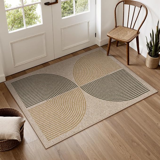 Lahome Enfys Rainbow Front Door Mat, Farmhouse Neutral Non Slip Non Shedding