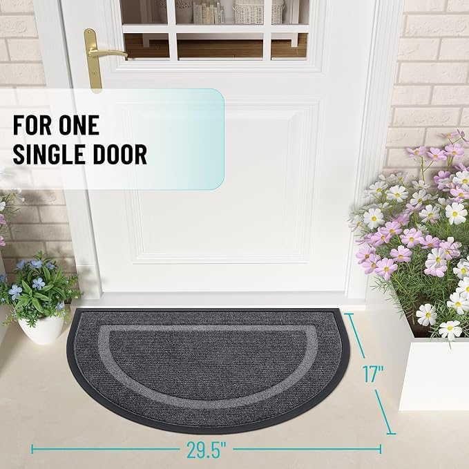 OLANLY Half Circle Door Mat Indoor Outdoor Entrance Welcome, Waterproof