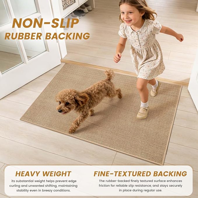 SMILOOL Front Door Mat Indoor Entrance, Dirt Resistant and Absorbent Washable