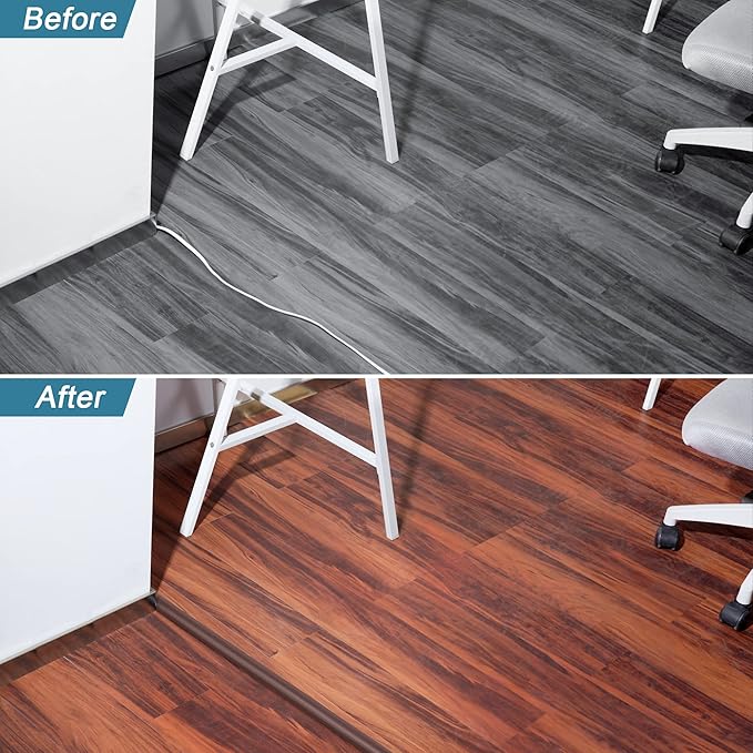 Floor Cable Cover 3ft Brown, LZEOY Cord Covers for Wires on Floor, Low Profile Cord Hider Cable Management, Office/Carpet Compatible
