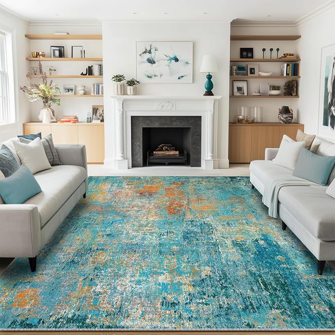 RELEANY Washable Area Rugs 5'x8' Non-Slip Modern Abstract Soft