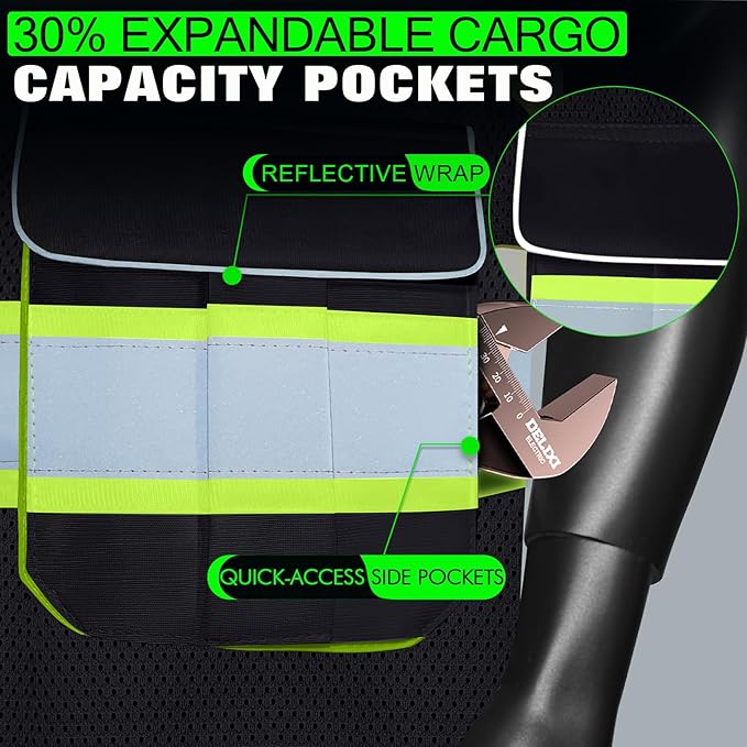 BeautyWill 5 Pack Safety Vest Class2 ANSI Certified Custom Logo High Visibility Reflective Vest for Men -10 Pockets Personalized Logo Heavy-Duty Work Vest（Mesh Black，XL）