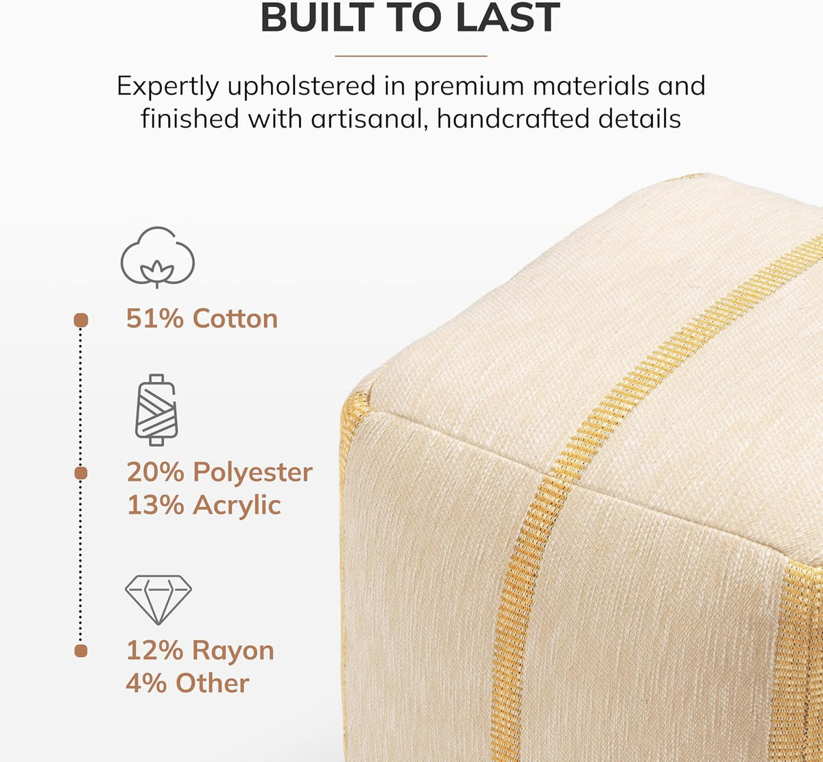 Anji Mountain 20" H x 20" W Handmade Pouf Ottoman for Living Room & Couch