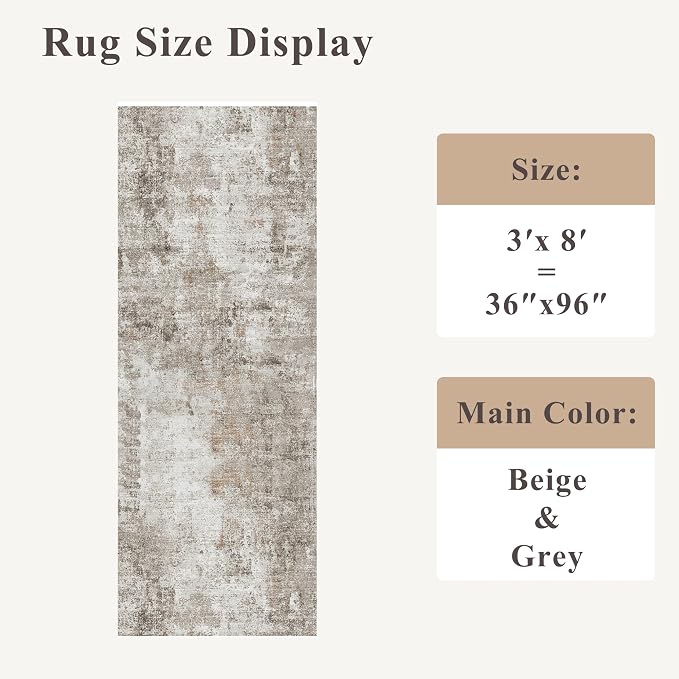 Washable Non Slip Runner Rug 3x8 – Hallway Runner Rug & Kitchen Carpet Runner –