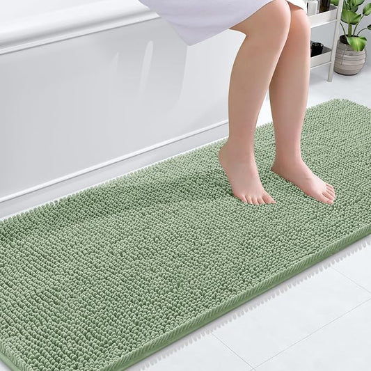 OLANLY Bathroom Runner Rugs 70x24, Soft Absorbent Chenille Bath Rugs, Rubber