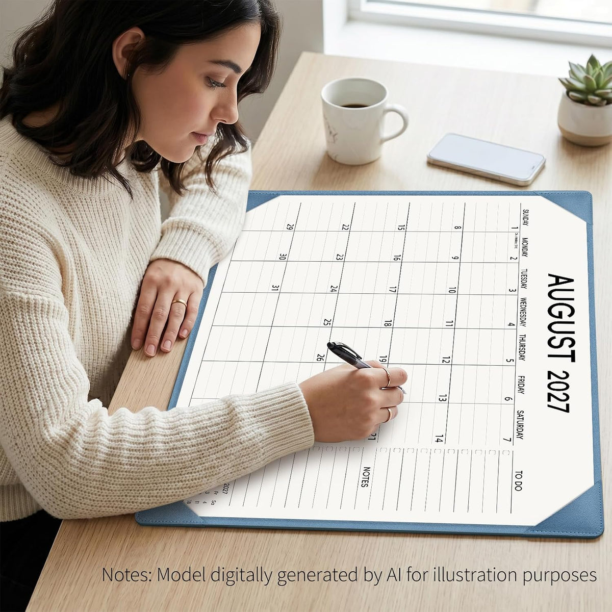 Desk Calendar 2027-2028 with Desktop Mat – January 2027 to June 2028 Desk Calendar Large 22x17 inch, Monthly Big Desktop Calendar for Home Office School (Blue)