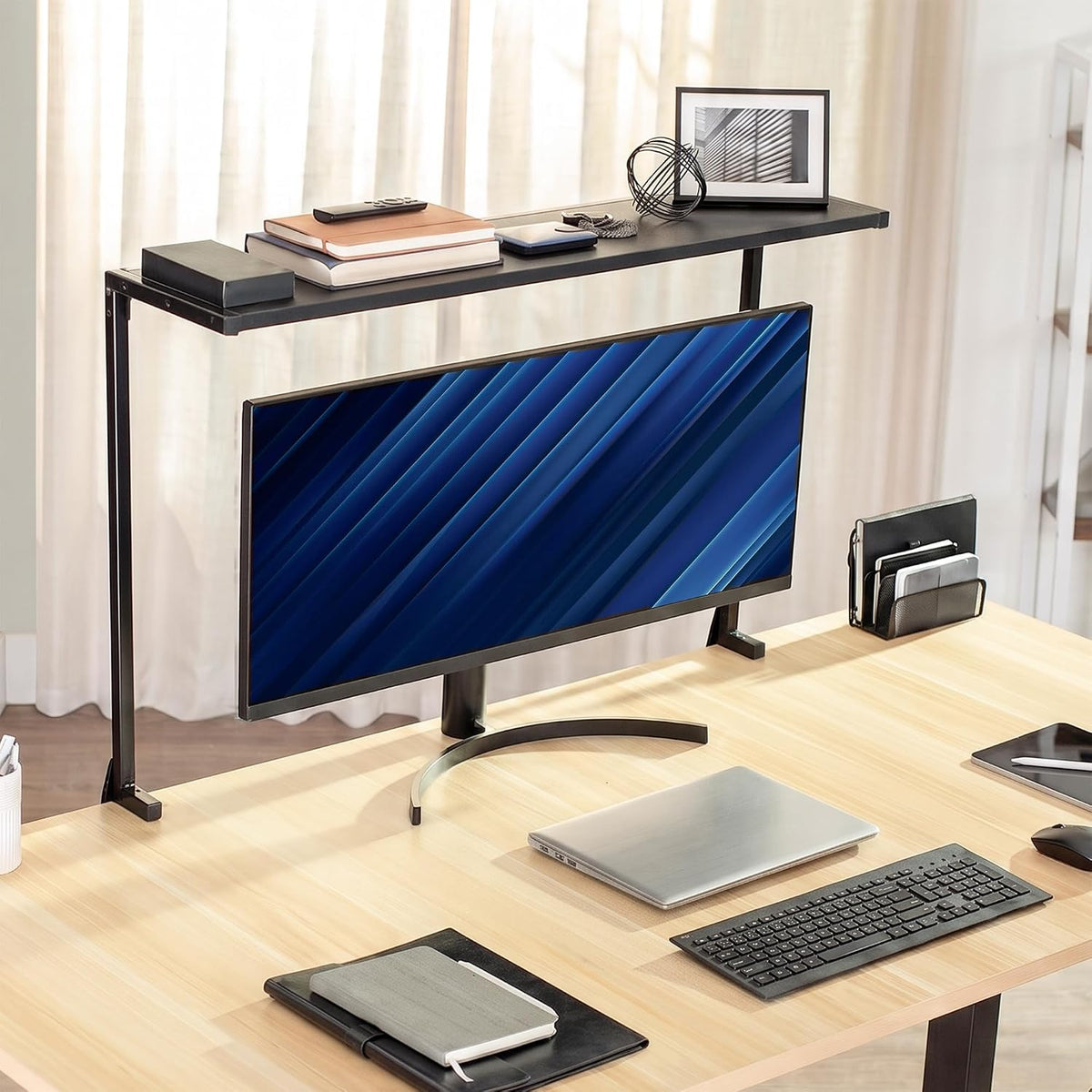 VIVO Black Clamp-on 38 in Overhead Desk Shelf Mount, DESK-SHELF38-B