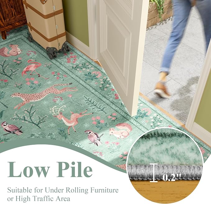 DUKINO 5x7 Rug, Washable Animal Living Room Rug
