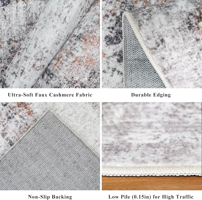 2x6 Washable Non-Slip Hallway Runner Rug – Modern Abstract Soft Carpet Runner