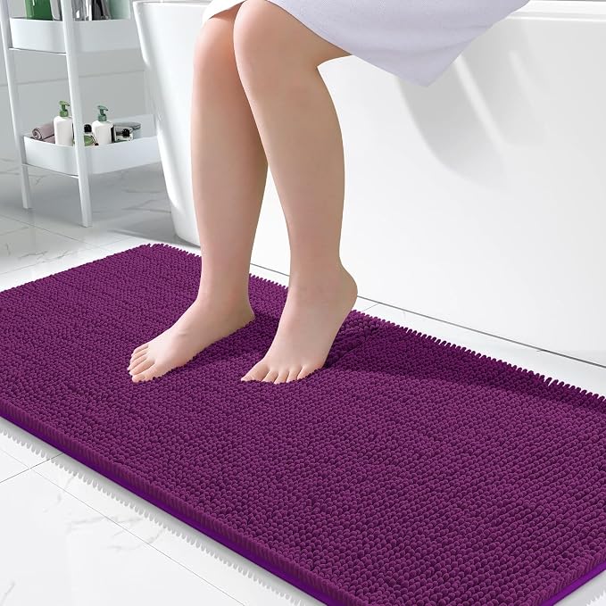 OLANLY Large Bathroom Rugs 45x27, Extra Soft Absorbent Chenille Bath Rugs