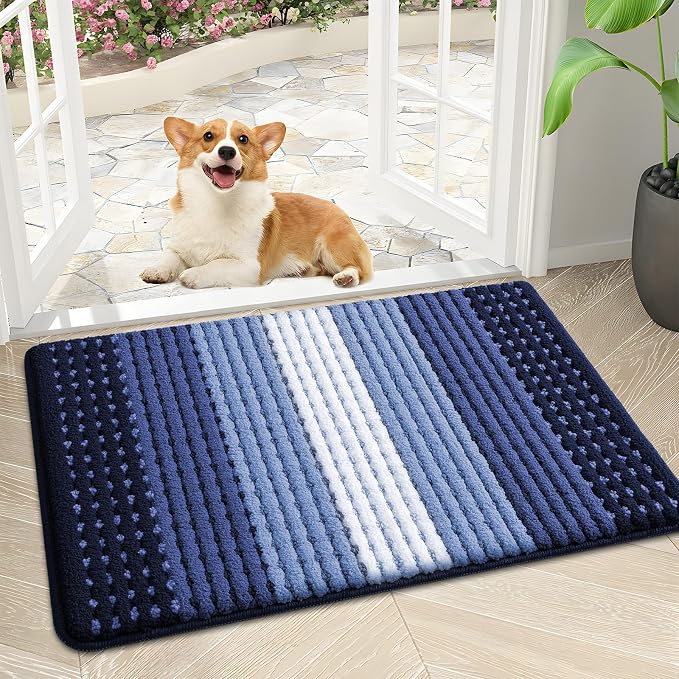 Kitinjoy Indoor Outdoor Door Mat, 30x17 Non-Slip Absorbent Dirt Trapper