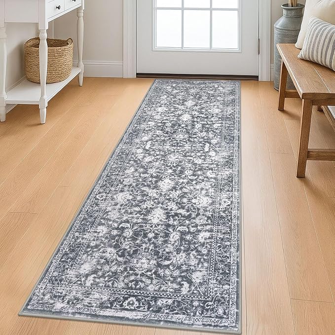 KILOCOCO Hallway Runner 2x6 Rug Runner Printed Vintage Floral Washable Kitchen