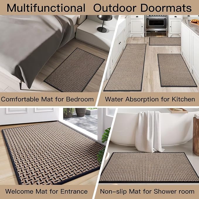 YDKGL Door Mat Entrance 24x35, Dirt Resistant and Absorbent, Non-Slip Rubber