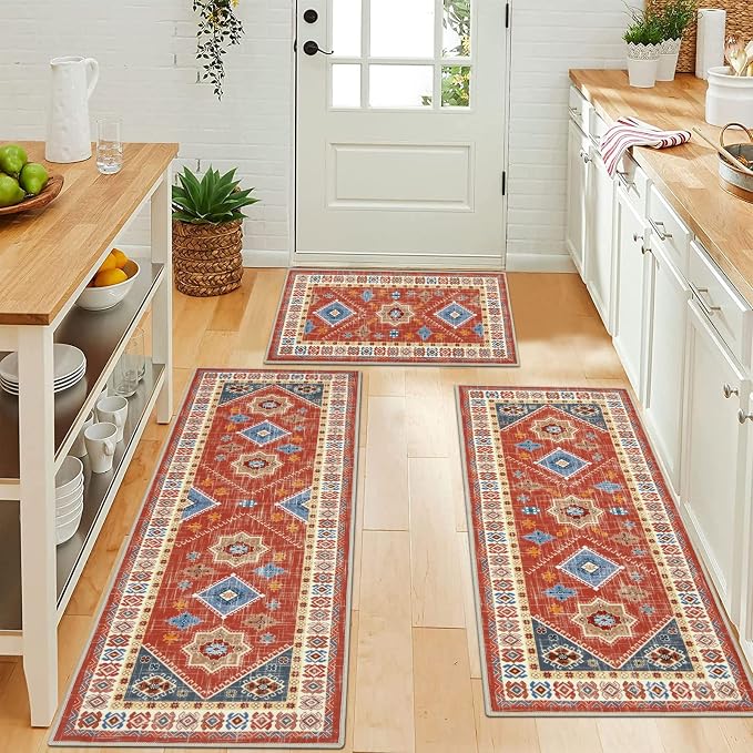 HEBE Boho Kitchen Rug Sets 3 Piece